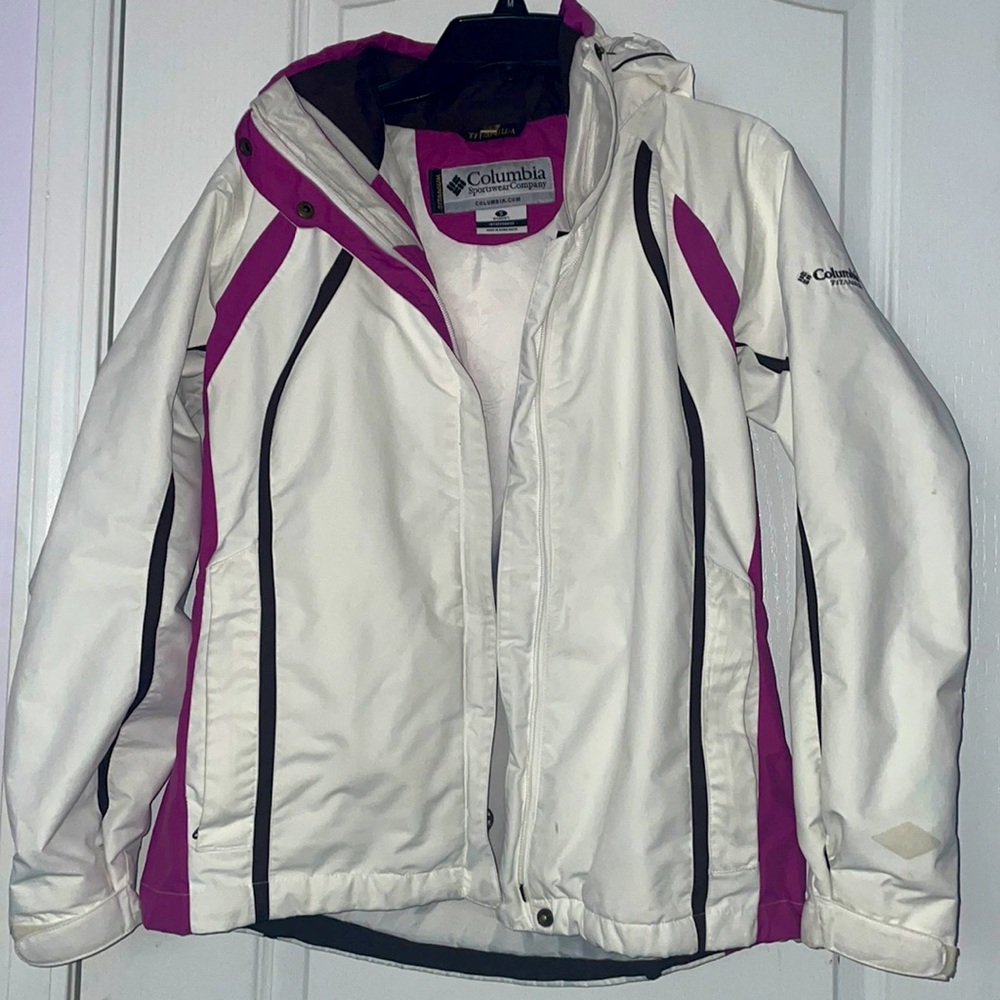 Pink and White Columbia Jacket